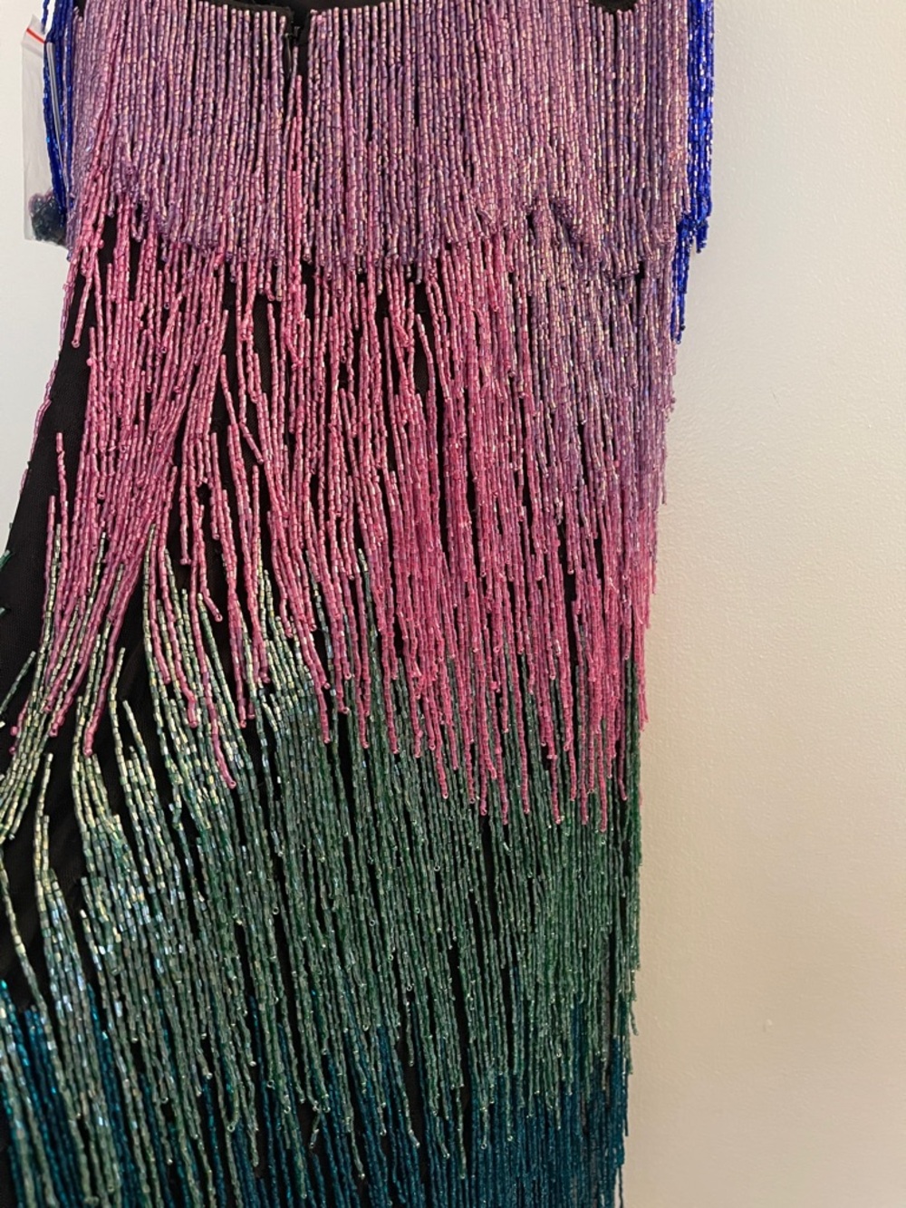 Ombre Fringe Mini Dress in Blue, Pink & Green - Picture 6 of 12